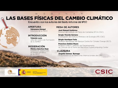 Webinar: Las bases físicas del cambio climático, encuentro con los autores del Sexto Informe IPCC